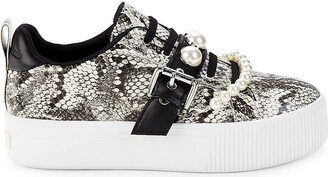 Vidya Python-Embossed Platform Sneakers