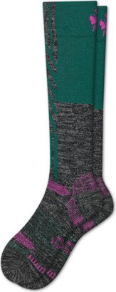 Men's Midweight Merino Wool Blend Ski & Snowboard Socks - Jewel Pine - Large Holiday Christmas Gifts for Skiers/Snowboarders