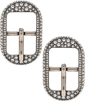 M Cagole Buckle Earrings in Metallic Silver