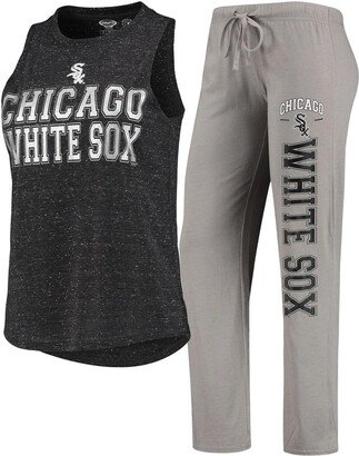 Women's Concepts Sport Gray and Heathered Black Chicago White Sox Satellite Muscle Tank Top and Pants Sleep Set - Gray, Heathered Black