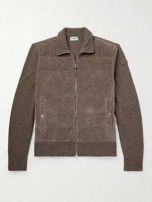 Panelled Ribbed Cotton-Blend Velvet and Wool Down Jacket