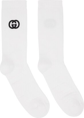 White Embroidered Socks