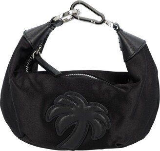 Palm Patch Zipped Mini Satin Hobo Bag-AA