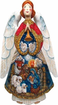 G.DeBrekht Woodcarved Nativity Angel Santa Figurine