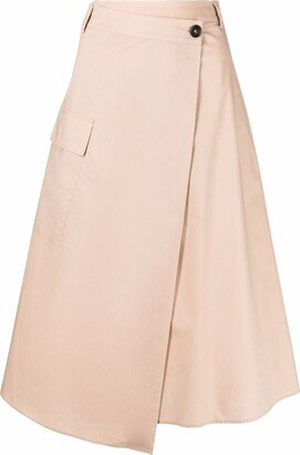 poplin A-line midi skirt