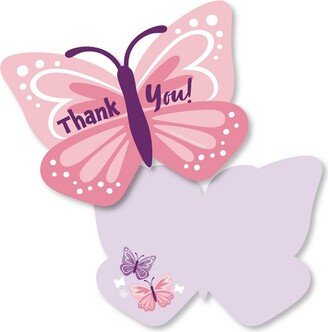 Big Dot of Happiness Beautiful Butterfly - Shaped Thank You Cards Floral Baby Shower or Birthday Party Thank You Note Cards with Envelopes - Set of 12