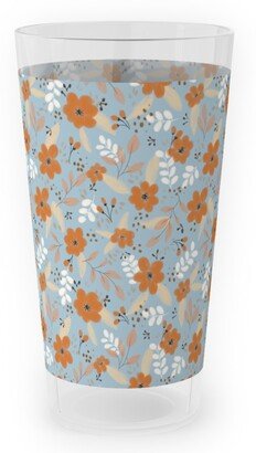 Outdoor Pint Glasses: Fall Floral Outdoor Pint Glass, Blue