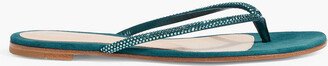 India crystal-embellished suede flip flops-AA