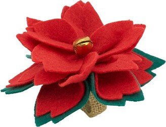 Saro Lifestyle Handcrafted Felt Poinsettia Napkin Ring (Set of 4), Red