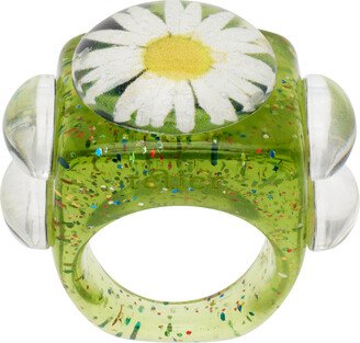 La Manso SSENSE Exclusive Green Tetier Bijoux Edition Iconic Daisy Ring