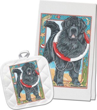 Newfoundland Newfie Kitchen Dish Towel & Pot Holder Gift Set