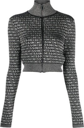 Logo-Print Zip-Up Cardigan