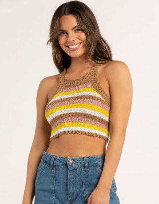 FULL CIRCLE TRENDS Stripe Lace Back Womens Crochet Cami