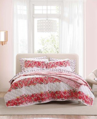 Banded Floral 2 Piece Quilt Set, Twin