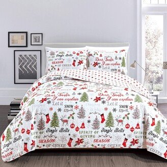 Linery & Co. Premium Holiday Printed Microfiber Quilt Set With Shams