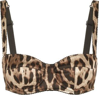 Leopard Printed Spaghetti-Strapped Bra