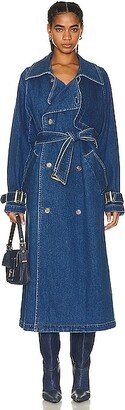 Harriet Oversized Cotton Trench in Blue