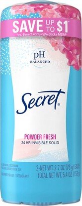 Secret Solid Antiperspirant and Deodorant, Powder Fresh Scent - 2.7oz/2ct