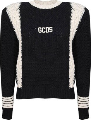 Sweater In Black Cotton With Crochet Effect