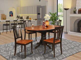 5 Piece Dining Table Set- an Oval Kitchen Table and 4 Kitchen Dining Chairs, Black & Cherry