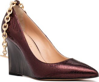 Beautiisoles by Robyn Shreiber Made in Italy Marcie Brown Metallic Dressy Work Evening Wedge Leather Pump