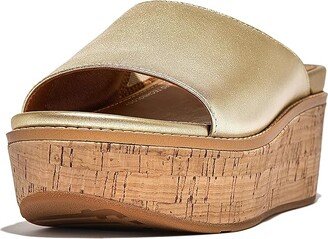 Eloise Cork-Wrap Leather Wedge Slides (Platino) Women's Shoes