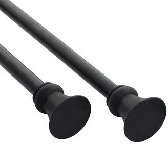 Deco Window 2 Pack Single Curtain Rod with Egyptian Round Finials & Brackets Set - 28 to 48, 5/8 Inch Diameter, Black Matte