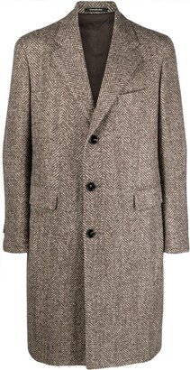 Notched-Lapels Contrasting-Trim Coat