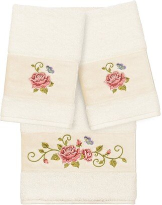 Cream Rebecca 3-Piece Embellished Towel Set