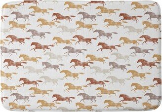 34x21 Little Arrow Design Co Wild Horses Memory Foam Bath Mat Orange