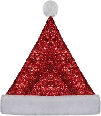 Northlight 15-Inch Red and White Sequin Christmas Santa Claus Hat-Adult Size M