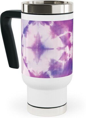 Travel Mugs: Tie-Dye - Purple And Pink Travel Mug With Handle, 17Oz, Purple