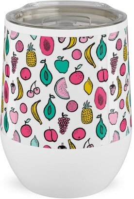 Travel Mugs: Summer Tropical Fruits - Multi Stainless Steel Travel Tumbler, 12Oz, Multicolor