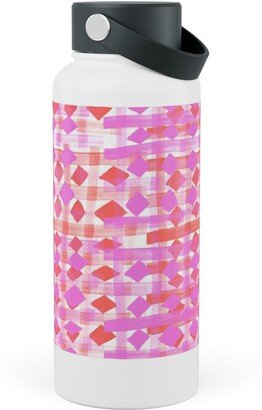 Photo Water Bottles: Brush Stripes Geometric - Pink Stainless Steel Wide Mouth Water Bottle, 30Oz, Wide Mouth, Pink