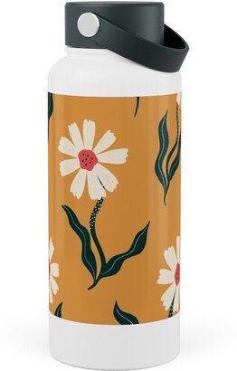 Photo Water Bottles: Flower Power - Orange Stainless Steel Wide Mouth Water Bottle, 30Oz, Wide Mouth, Yellow