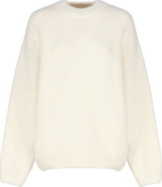 La Maille Pavane Jacquard Logo Intarsia Sweater