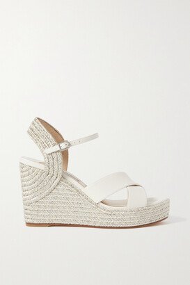 Dellena 100 Leather Espadrille Wedge Sandals - White