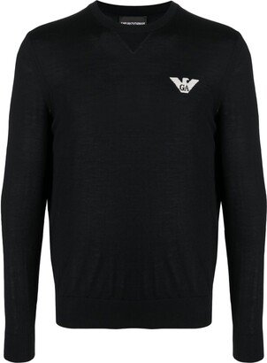 Eagle-jacquard virgin-wool jumper