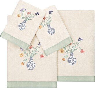 Linum Home Textiles Turkish Cotton Stella Embellished Towel Set, 4 Piece