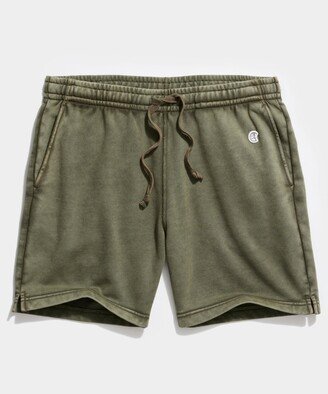 Todd Snyder + Champion Sun-Faded 7 Midweight Warm Up Short in Army Green