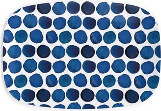 Serving Platters: Watercolor Dots - Dark Serving Platter, Blue