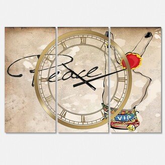 Designart Gypsy Hippy Hand Peace Large Cottage 3 Panels Wall Clock - 23