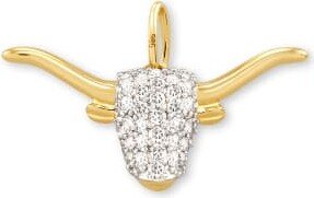 Pave Longhorn 14k Yellow Gold Charm in White Diamond