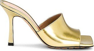 Stretch Mule Sandals in Metallic Gold