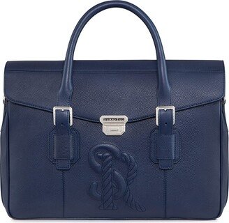 Men's Embossed Leather Briefcase-AB