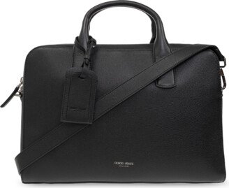 Leather Briefcase - Black-AC