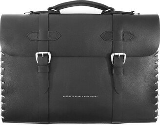 Anchor & Crew Graphite Black Rufford Leather & Rope Briefcase Small