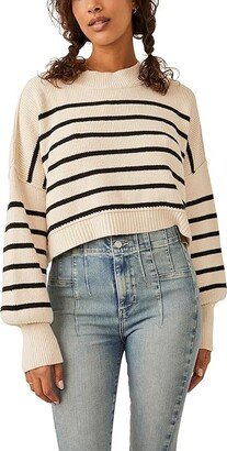 Stripe Easy Street Crop Pullover (Pearl Combo) Women's Clothing