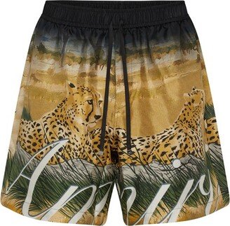 Cheetah print drawstring short