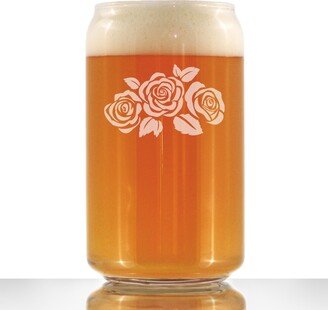 Roses - Beer Can Pint Glass Cute Rose Themed Gifts & Floral Décor Gift For Women Who Love Garden Flowers 16 Oz